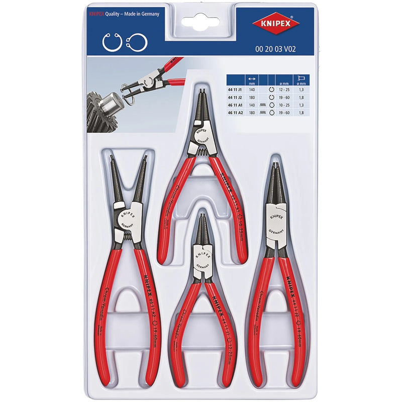 KNIPEX 00 20 03 V02 Set of Circlip Pliers, 4 parts - 00 20 03 V02