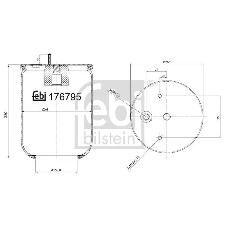 Febi Air Suspension Bellow 150mm 176795 OE 1001101058