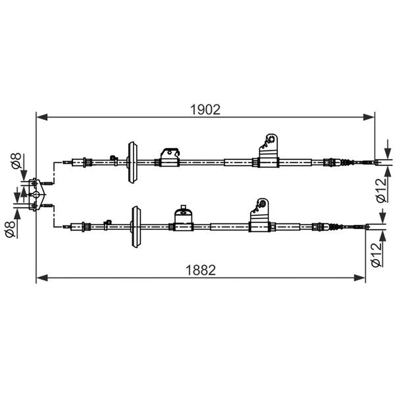 Bosch Handbrake Cable Rear fits Chevrolet Trax 2012-2013 1.4 1.6 1.7