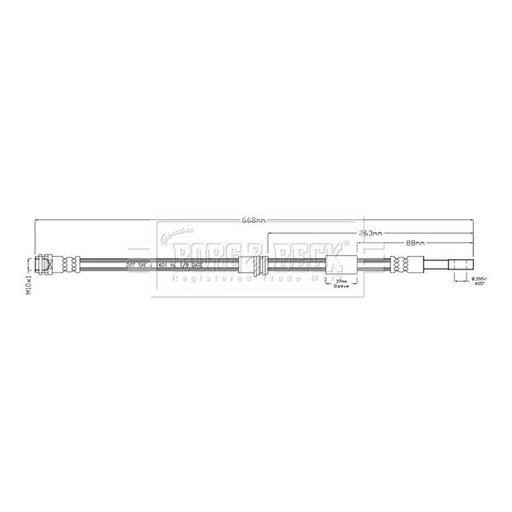 Borg & Beck Brake Hydraulic Hose Line Rear Right BBH8946