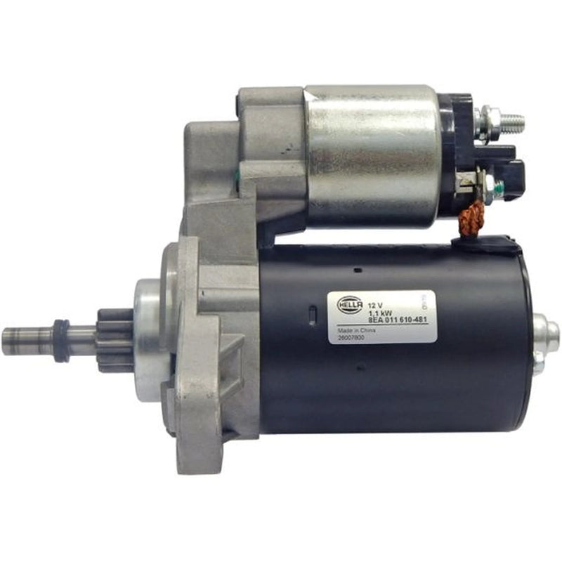 Hella Starter Motor 12V 1.1kW 9 Teeth fits Audi A3 1996-2003 1.6 1.8 1.9