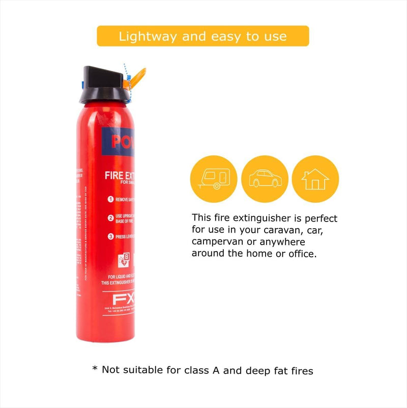 600G Gram Bc Powder Fire Extinguisher Car Home Caravan Van Portable Compact Fireblitz  - Dynamic Drive