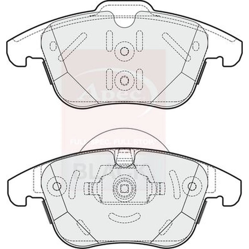 Apec Black Front Brake Pad Set fits Land Rover Range Rover Evoque 2011-2019