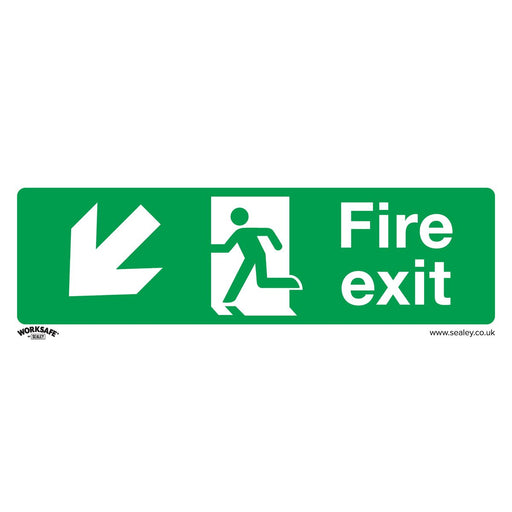 Sealey Safe Conditions Safety Sign Fire Exit (Down Left) Self-Adhesive Vinyl Pac Sealey - Dynamic Drive