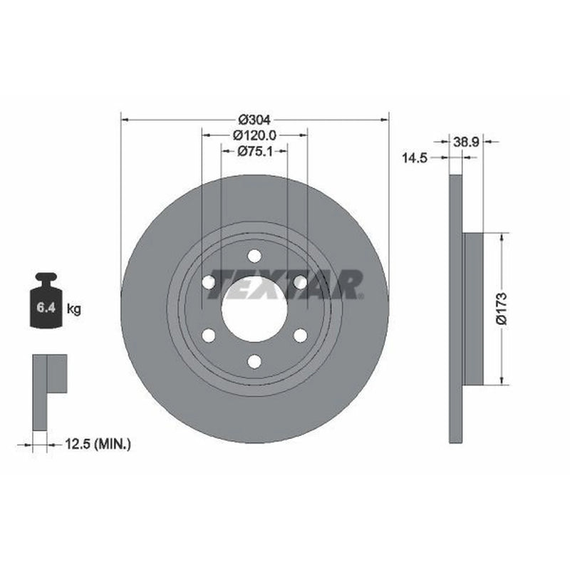Textar 2 x Solid Rear Brake Discs 92352703-x2