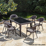 Dellonda Dining Tables with Tempered Glass Top 150 x 90 x 76cm - Dark Brown Dellonda - Dynamic Drive
