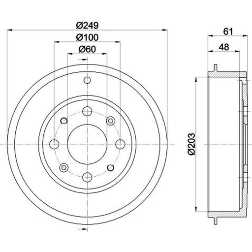 Mintex Brake Drum Assembly Rear fits Fiat Grande Punto 2005 on 1.2
