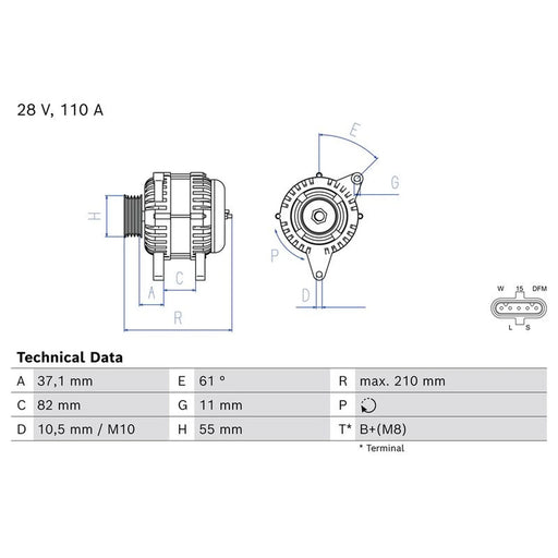 Bosch Car Alternator 12V 0 986 086 140