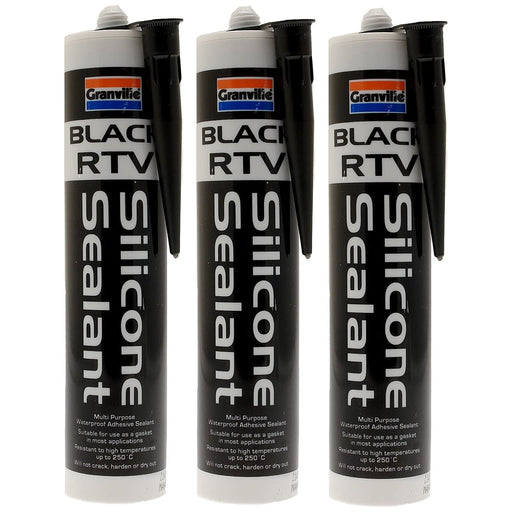 3x Black RTV Silicone Adhesive Sealant Waterproof Gasket Flexible HighTemp 310ml Granville  - Dynamic Drive