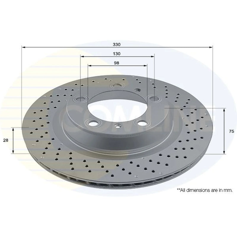 Comline Rear Brake Perforated/Vented Discs & Pads fits Porsche 911 2011-2019 3.4