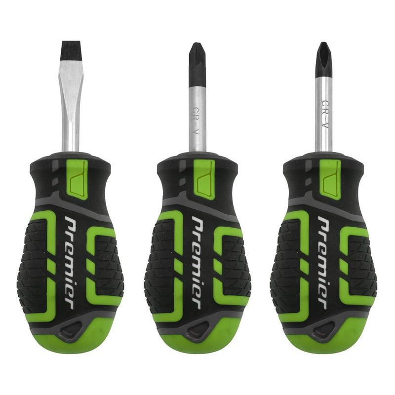 Sealey Premier Premier GripMAX Stubby Screwdriver Set 3pc - Hi-Vis Green Sealey Premier - Dynamic Drive