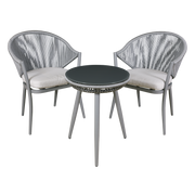 Dellonda Echo 3 Piece Balcony Set with Tempered Glass Top Dellonda  - Dynamic Drive