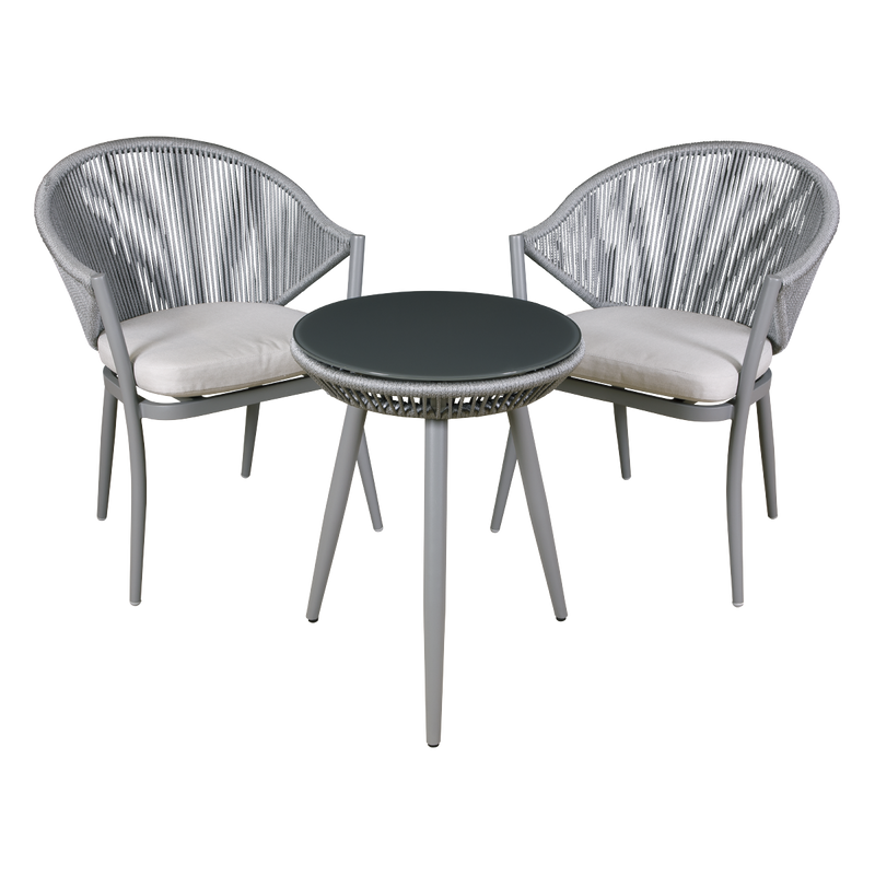 Dellonda Echo 3 Piece Balcony Set with Tempered Glass Top Dellonda  - Dynamic Drive