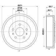 Mintex Brake Drum Assembly Rear fits Ford Ecosport 2012-2022 1.0 1.5 1.6 2.0