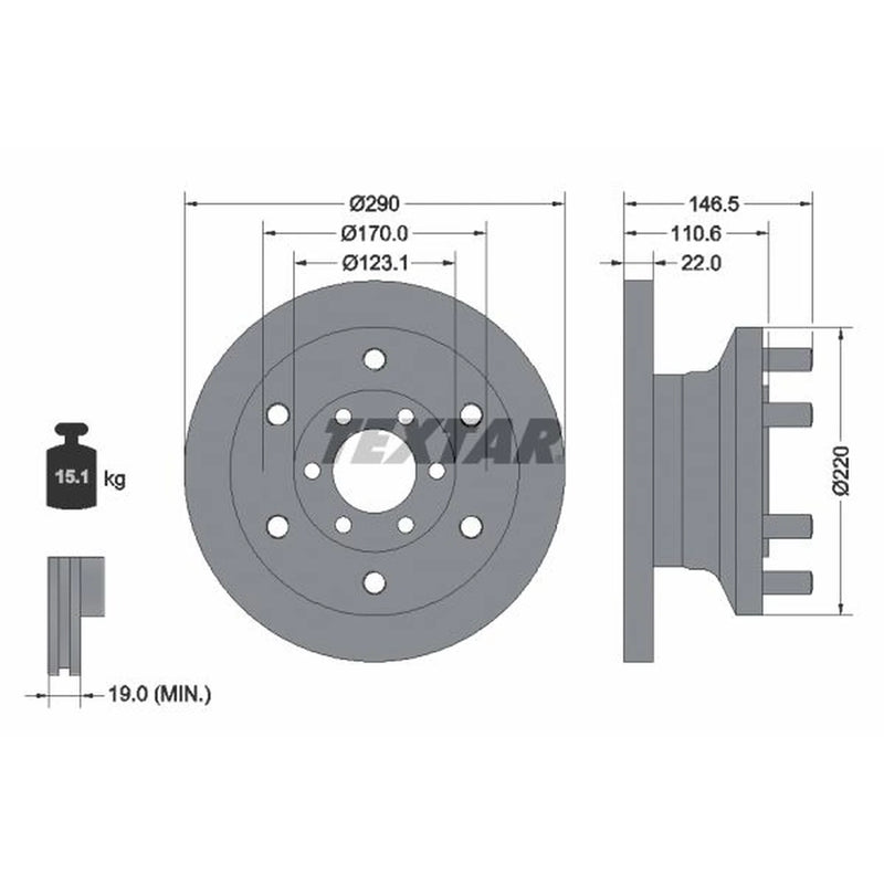 Textar 2 x Solid Front Brake Discs 93175400-x2