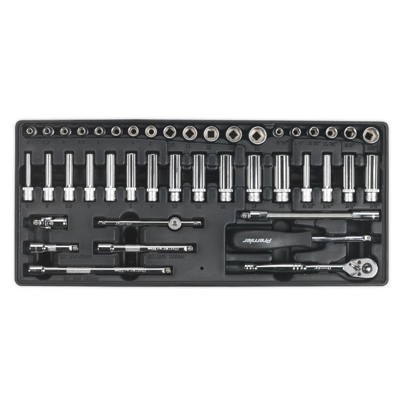 Sealey Tool Tray with Socket Set 43pc 1/4"Sq Drive TBT19 Sealey - Dynamic Drive
