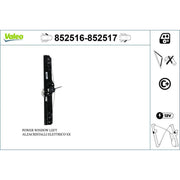 Valeo Electric Window Regulator Lifter Right Front 852517