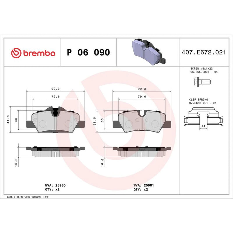 Brembo Front & Rear Pads fits Mini Mini 2020 on