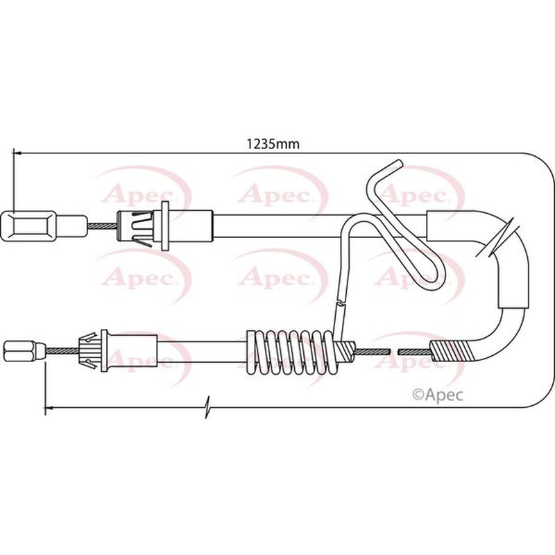 Apec Handbrake Cable Right Rear fits Ford Transit 2006-2014 2.2 2.3 2.4 3.2