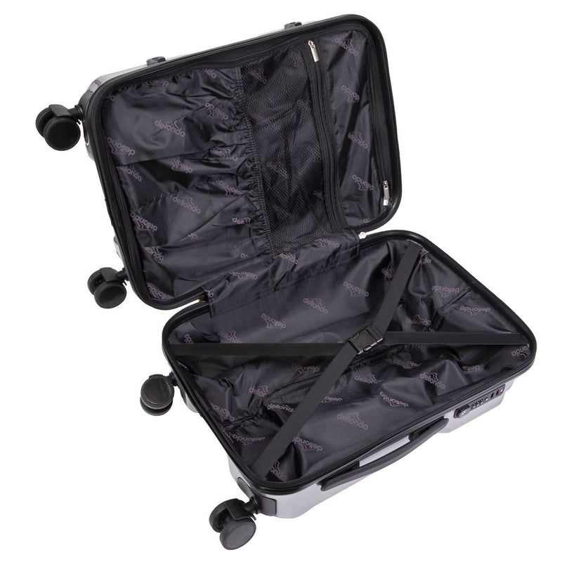Dellonda 3pc Lightweight ABS Luggage Set  - 20", 24", 28" - Silver Dellonda  - Dynamic Drive