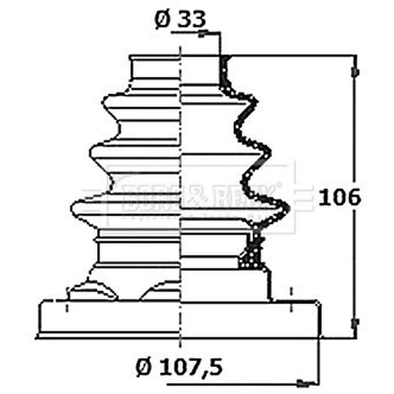 Borg & Beck Drive Shaft Bellow Kit transmission sided BCB6386