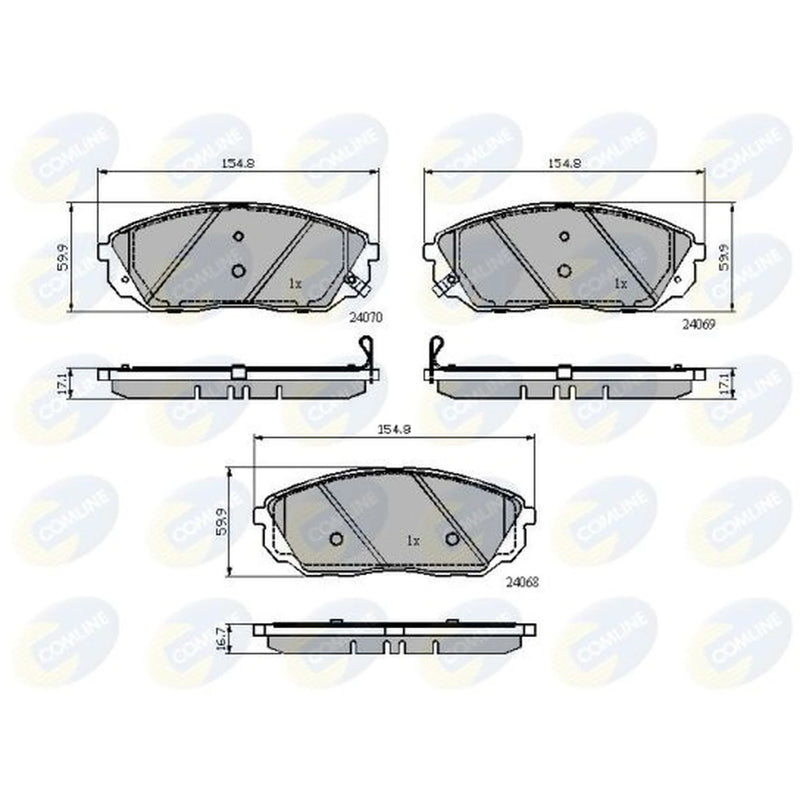 Comline 4 x Front Brake Pad Set fits Kia Sorento I 2002-2011 2.4 2.5 3.5