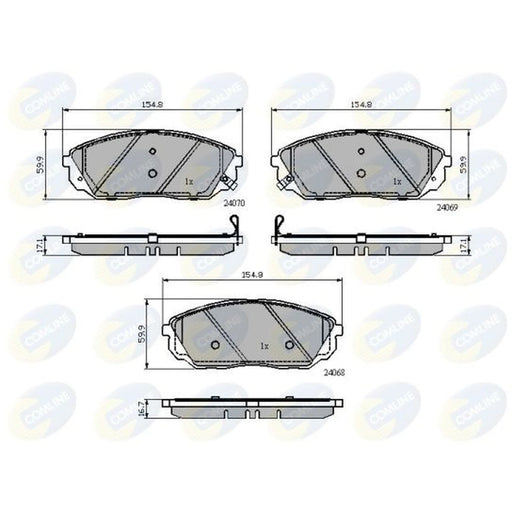 Comline 4 x Front Brake Pad Set fits Kia Sorento I 2002-2011 2.4 2.5 3.5