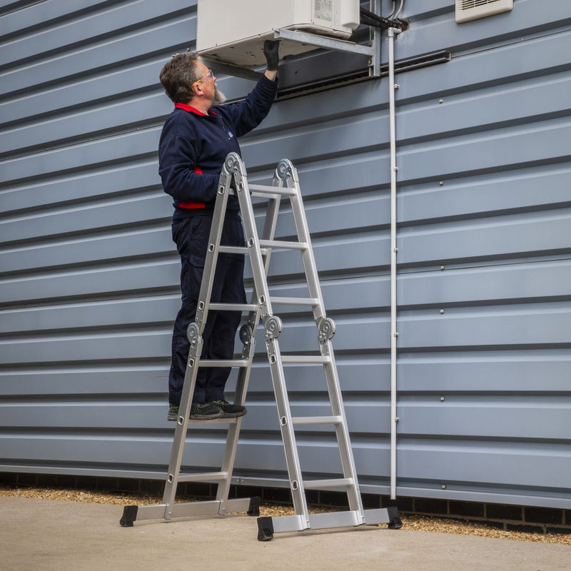 Sealey Folding Platform Ladder 4-Way Aluminium - BS EN 131 AFPL1 Sealey - Dynamic Drive