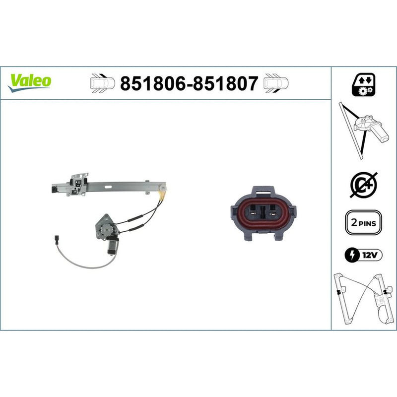 Valeo Electric Window Regulator Lifter Right Front 851807