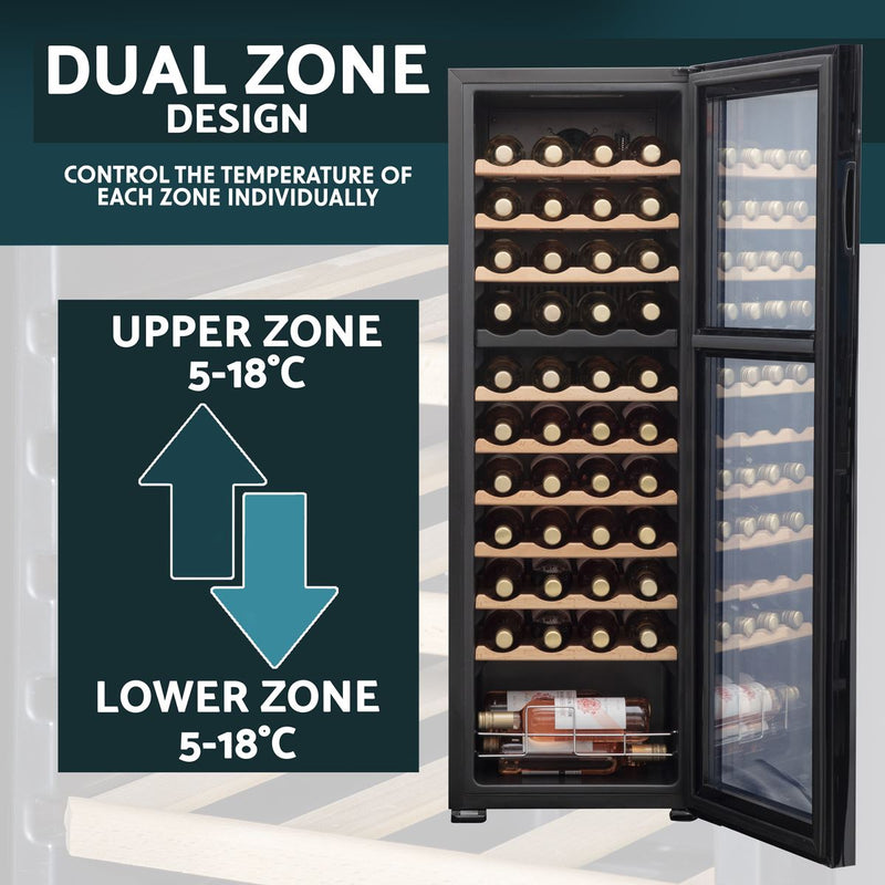 Baridi 44 Bottle Dual Zone Wine Fridge & Cooler DH92 Baridi - Dynamic Drive