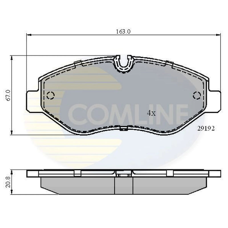 Comline 4 x Front Brake Pad Set fits Mercedes-Benz Marco Polo Camper 2015 on