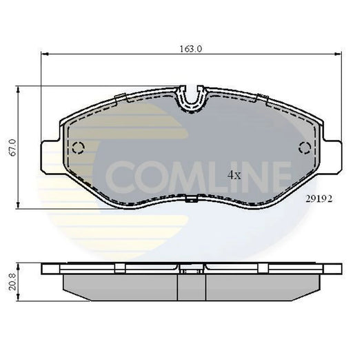 Comline 4 x Front Brake Pad Set fits Mercedes-Benz Marco Polo Camper 2015 on