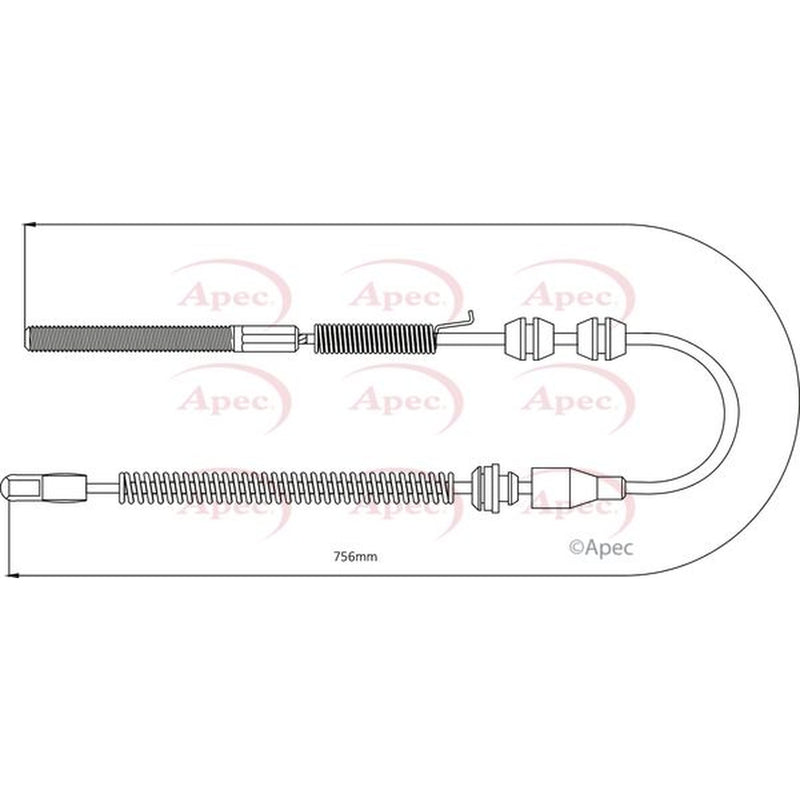 Apec Handbrake Cable Left Rear fits Opel Vectra A 1988-1995 1.4 1.6 1.7 1.8