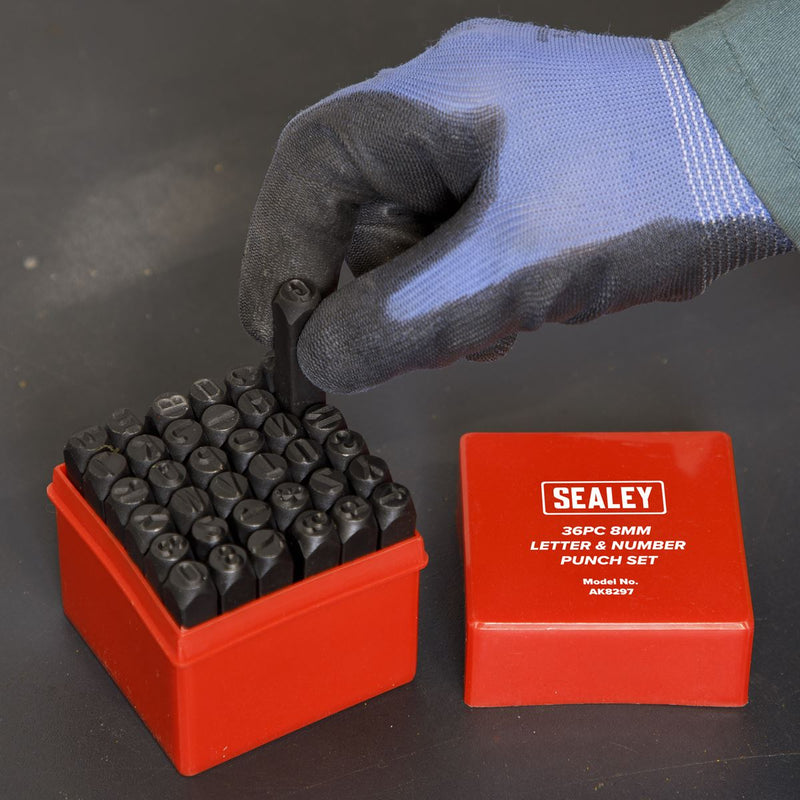Sealey Letter & Number Punch Set 36pc 8mm AK8297 Sealey - Dynamic Drive