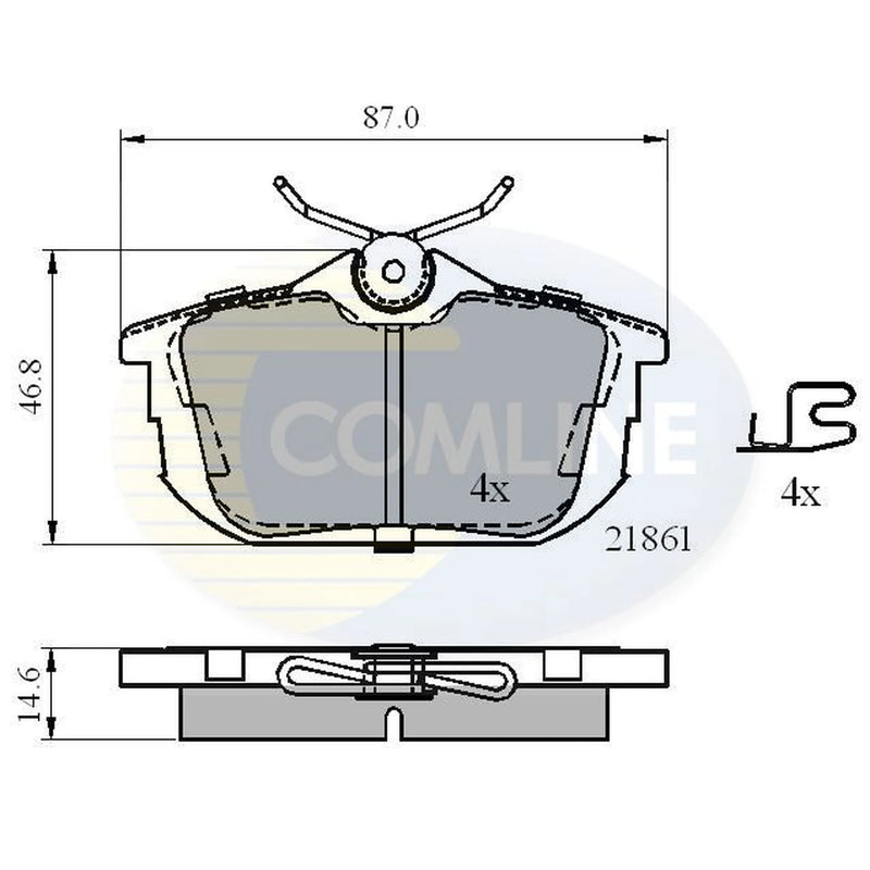Comline 4 x Rear Brake Pad Set fits Mitsubishi Carisma 1995-2006 1.3 1.6 1.8 1.9