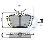 Comline Front & Rear Pads fits Mitsubishi Colt VI 2004-2012 1.1 1.3 1.5
