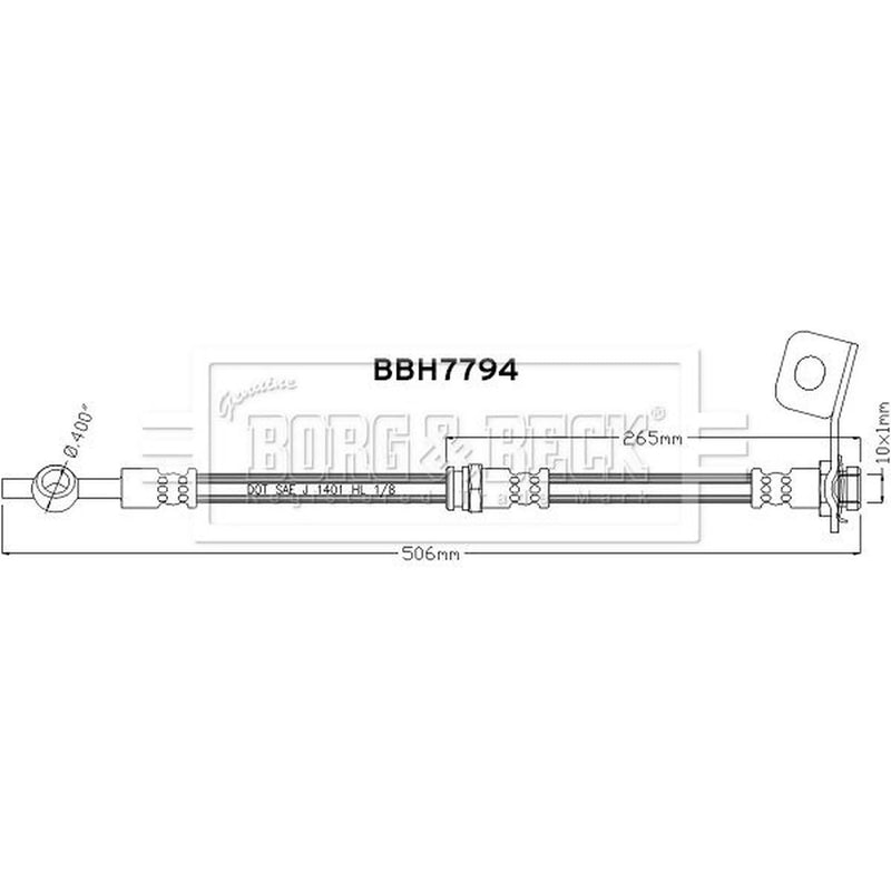 Borg & Beck Brake Hydraulic Hose Line Rear Right BBH7794