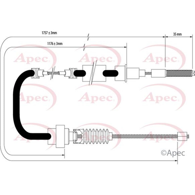 Apec Handbrake Cable Left Rear fits VW Golf 1983-1991 1.8
