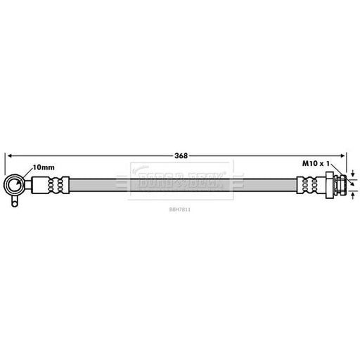 Borg & Beck Brake Hydraulic Hose Line Front Right BBH7811
