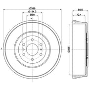 Mintex Brake Drum Assembly Rear fits Nissan Navara NP300 2005-2007 2.5