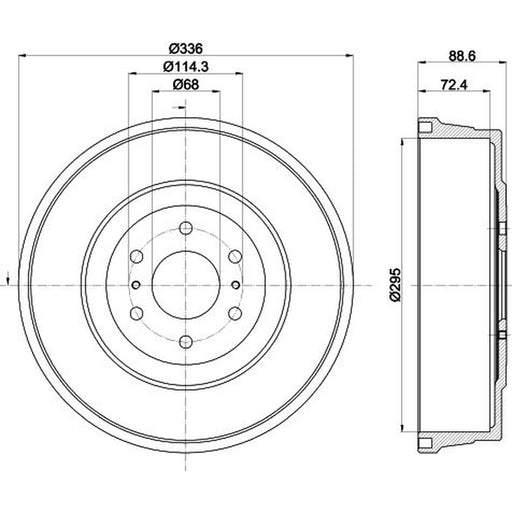 Mintex Brake Drum Assembly Rear fits Nissan Navara NP300 2005-2007 2.5