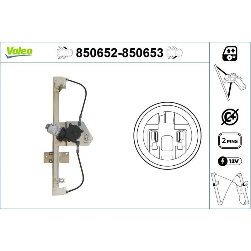 Valeo Electric Window Regulator Lifter Right Front 850653