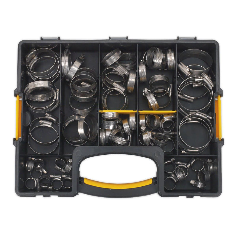 Sealey Hose Clip Assortment 90pc Stainless Steel10-57mm SHCSS90AC Sealey - Dynamic Drive