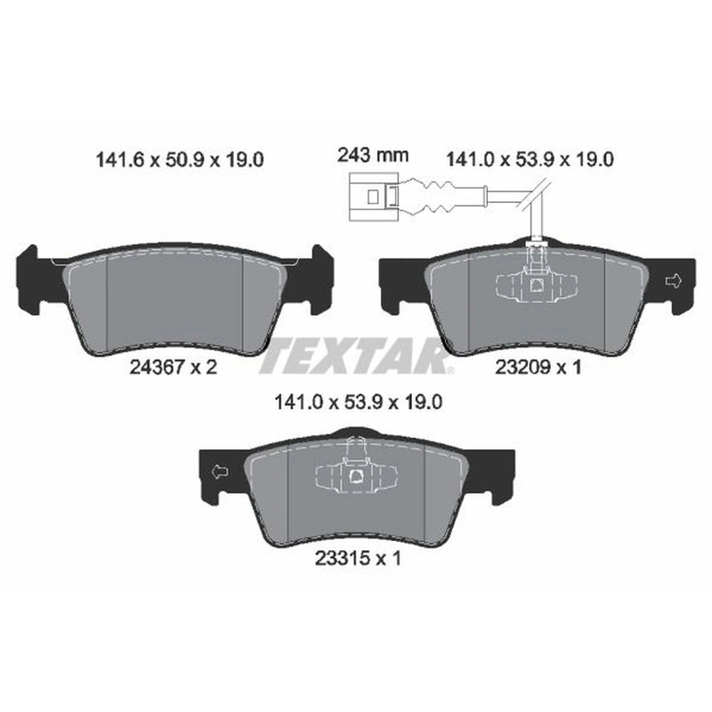 Textar Rear Brake Pad Set 2436704