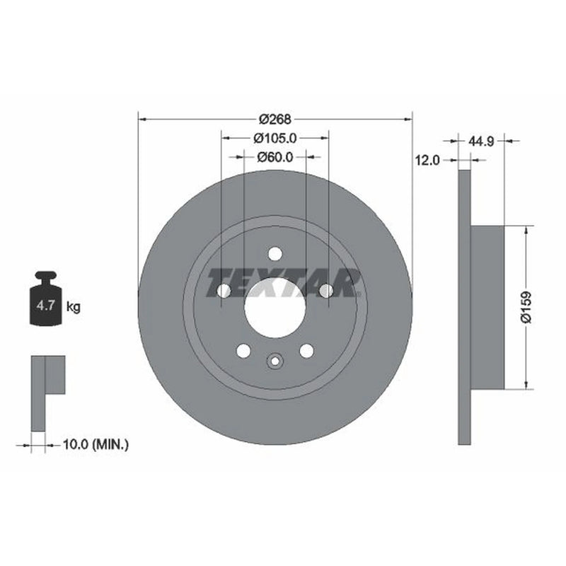 Textar 2 x Solid Rear Brake Discs 92205503-x2