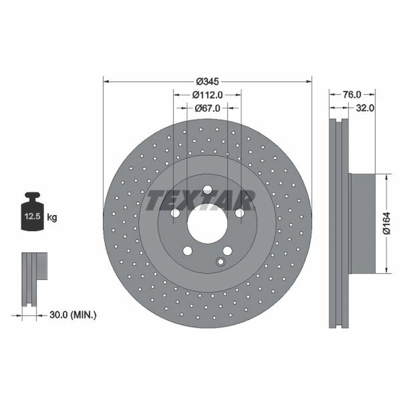 Textar 2 x Perforated Brake Discs 92108800