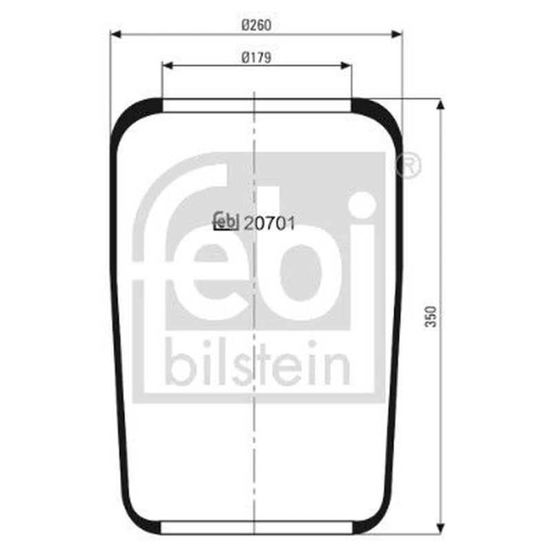 Febi Air Suspension Bellow 245mm Front Right 20701