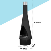 Dellonda Outdoor Chiminea Fireplace Fire Pit Heater Durable Black Steel Dellonda  - Dynamic Drive