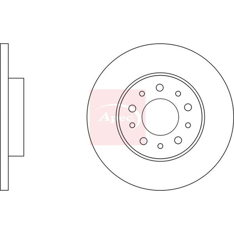 Apec Rear Brake Solid Discs & Pads fits Fiat Tipo 2015-2020 1.3 1.4 1.6