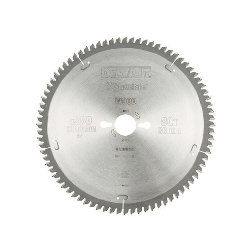 Dewalt Power Tools Series 40 Circular Saw Blade 250 x 30mm x 80T TCG/Neg DeWALT Power Tools - Dynamic Drive